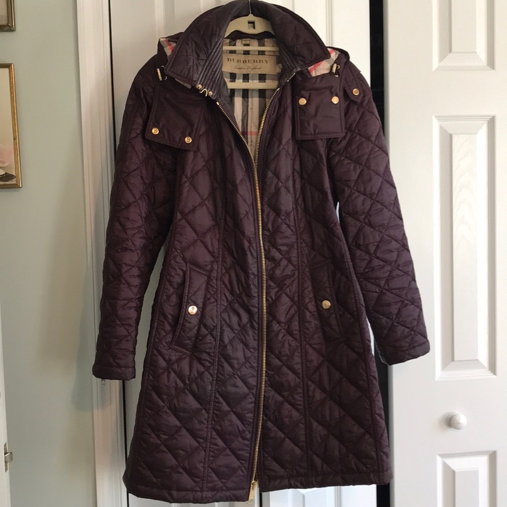 Burberry Burgundy Coat with Gold Trim